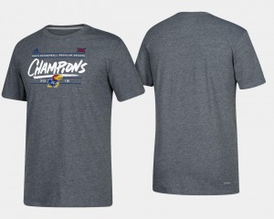 Basketball Regular Season Men 2018 Big 12 Champions Kansas Jayhawks T-Shirt Heather Gray