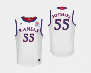 #55 College Basketball James Sosinski University of Kansas Jersey White Mens