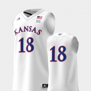 #18 Kansas Jayhawks Jersey College Adidas Replica For Men's Basketball Swingman White