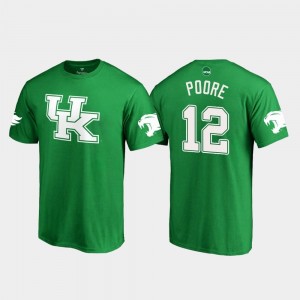 Kelly Green White Logo College Football St. Patrick's Day #12 Men's Chance Poore Wildcats T-Shirt