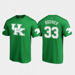 Kelly Green White Logo College Football David Bouvier University of Kentucky T-Shirt #33 For Men's St. Patrick's Day