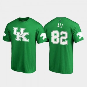 Josh Ali Kentucky T-Shirt Men White Logo College Football Kelly Green #82 St. Patrick's Day