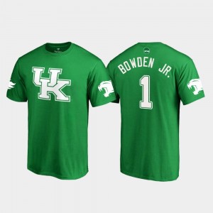 St. Patrick's Day Kelly Green White Logo College Football Mens Lynn Bowden Jr. Kentucky T-Shirt #1