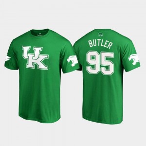 #95 White Logo College Football For Men St. Patrick's Day Miles Butler Wildcats T-Shirt Kelly Green