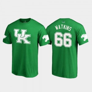 St. Patrick's Day Men Naasir Watkins Wildcats T-Shirt Kelly Green White Logo College Football #66