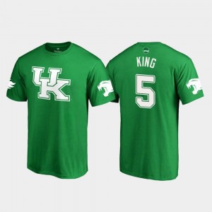 White Logo College Football St. Patrick's Day Kelly Green #5 Men's Sihiem King Kentucky T-Shirt