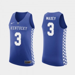 #3 Royal Men's Replica College Basketball Tyrese Maxey Kentucky Jersey