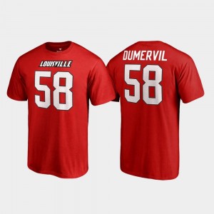 Red Men #58 Elvis Dumervil Louisville T-Shirt Name & Number College Legends