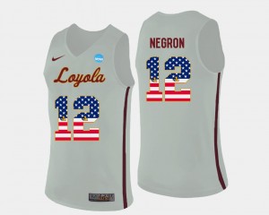 White Basketball #12 US Flag Fashion Christian Negron Loyola Jersey Mens