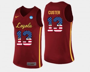 #13 Men's Clayton Custer Ramblers Jersey Maroon Basketball US Flag Fashion