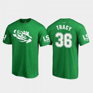 White Logo College Football Kelly Green St. Patrick's Day #36 Mens Cole Tracy Tigers T-Shirt