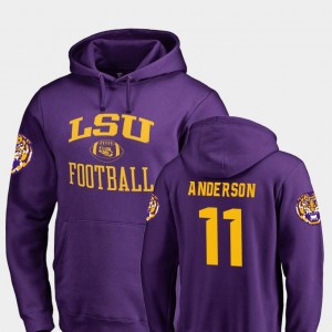 Men #11 Fanatics Branded College Football Purple Dee Anderson Louisiana State Tigers Hoodie Neutral Zone