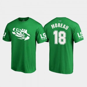 Mens #18 White Logo College Football Kelly Green St. Patrick's Day Foster Moreau Tigers T-Shirt
