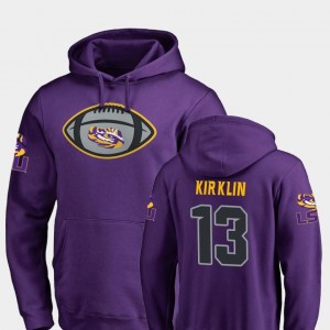 Purple Fanatics Branded Football Game Ball For Men's Jontre Kirklin LSU Tigers Hoodie #13