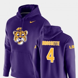 Men's Nike Pullover #4 Purple Vault Logo Club Nick Brossette LSU Tigers Hoodie