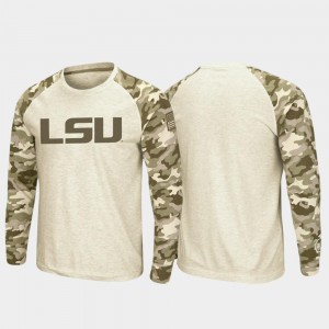 Oatmeal OHT Military Appreciation Raglan Long Sleeve Desert Camo LSU T-Shirt Mens