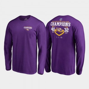 Fair Catch Score Long Sleeve Fanatics Branded For Men 2019 Fiesta Bowl Champions Purple LSU Tigers T-Shirt