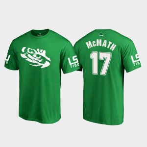 Racey McMath LSU T-Shirt White Logo College Football #17 Kelly Green For Men St. Patrick's Day