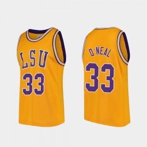 #33 Replica College Basketball For Men Gold Shaquille O'Neal LSU Jersey