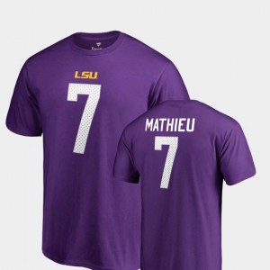Purple Mens #7 Tyrann Mathieu Tigers T-Shirt College Legends Name & Number
