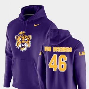#46 Zach Von Rosenberg LSU Tigers Hoodie Nike Pullover Vault Logo Club Mens Purple
