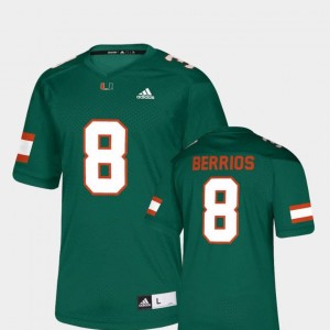 Green Braxton Berrios University of Miami Jersey Replica Adidas For Men's #8 NFLPA Alumni Chase
