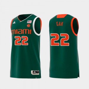 Deng Gak University of Miami Jersey Replica Swingman College Basketball #22 Green For Men