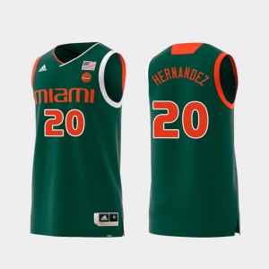 Replica Swingman College Basketball For Men's Dewan Hernandez Miami Jersey Green #20