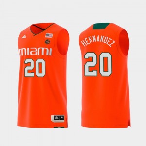 Dewan Hernandez Miami Jersey Replica #20 Swingman College Basketball Orange Men's