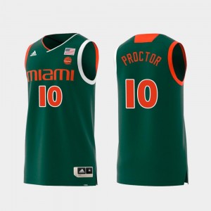 Dominic Proctor Miami Jersey Green For Men Swingman College Basketball #10 Replica
