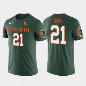 Future Stars Green Frank Gore Miami Hurricanes T-Shirt #21 Miami Dolphins Football Mens