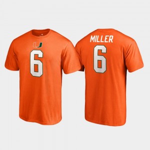 Lamar Miller Miami T-Shirt Men's #6 Name & Number College Legends Orange