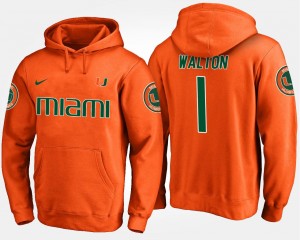 Orange Name and Number Men's #1 Mark Walton Miami Hoodie