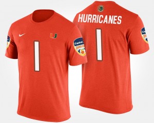 Bowl Game Men's University of Miami T-Shirt No.1 Bowl Name and Number Orange #1