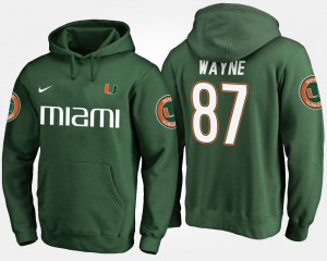 Name and Number Men #87 Green Reggie Wayne Miami Hurricanes Hoodie