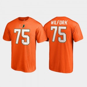 #75 Vince Wilfork Miami T-Shirt Orange Name & Number College Legends For Men's