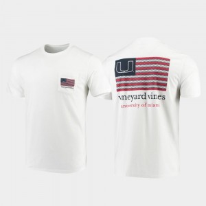 University of Miami T-Shirt Vineyard Vines White For Men's Americana Flag