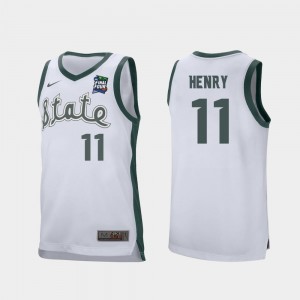 Retro Performance 2019 Final-Four For Men's White Aaron Henry MSU Jersey #11