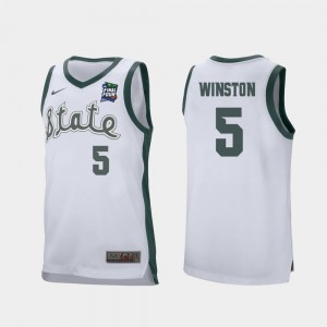 #5 2019 Final-Four Cassius Winston Michigan State Spartans Jersey For Men's Retro Performance White
