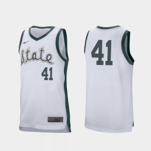 #41 College Basketball Conner George Michigan State Jersey White For Men Retro Performance