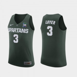 For Men's #3 Foster Loyer Michigan State Jersey 2019 Final-Four Replica Green