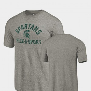 Men's MSU T-Shirt Gray Pick-A-Sport Tri Blend Distressed