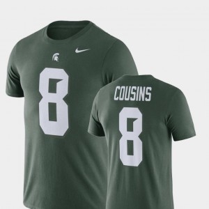 Name and Number Green #8 Mens Nike Football Performance Kirk Cousins Spartans T-Shirt