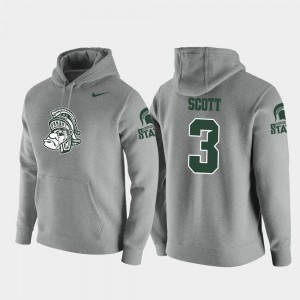Heathered Gray LJ Scott Michigan State Hoodie For Men's Vault Logo Club Nike Pullover #3