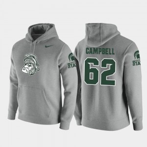 Nike Pullover For Men #62 Luke Campbell Michigan State University Hoodie Vault Logo Club Heathered Gray