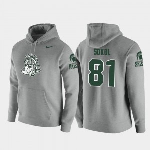 Heathered Gray Vault Logo Club Nike Pullover Matt Sokol Michigan State Spartans Hoodie For Men's #81