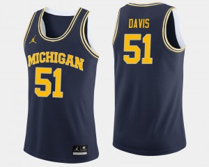 College Basketball For Men's Navy Austin Davis Wolverines Jersey Jordan Brand #51