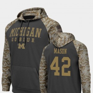 United We Stand Colosseum Football Charcoal #42 Ben Mason Michigan Wolverines Hoodie Men's