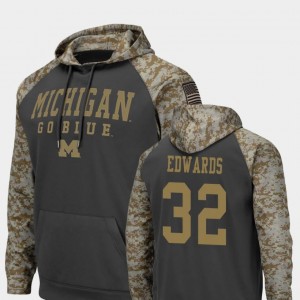 #32 Mens Charcoal Colosseum Football Berkley Edwards Wolverines Hoodie United We Stand
