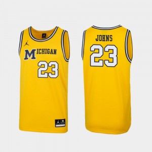 1989 Throwback College Basketball Brandon Johns Jr. Michigan Jersey Maize Replica Men's #23